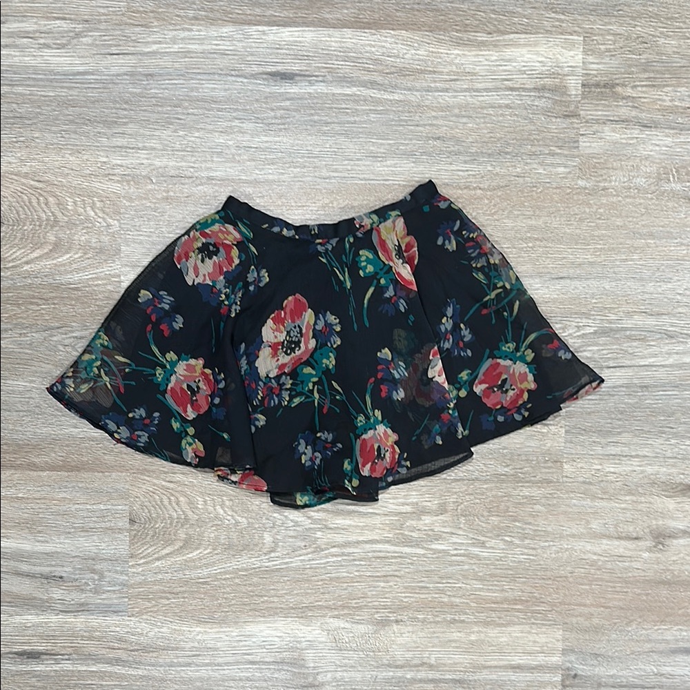 Floral Black Skirt